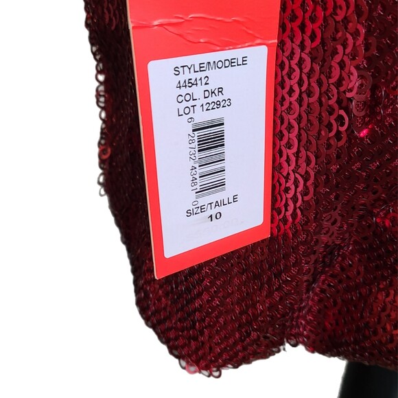 Monique Lhuillier NWT $550 Metallic Red Sequin Sexy Open Back Mini Dress Size 10 - Picture 9 of 10